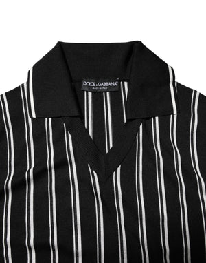 Dolce & Gabbana Black White Stripes Collared Polo T-shirt