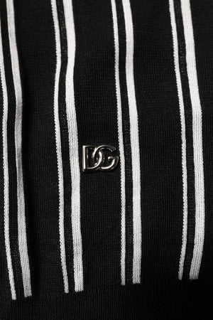 Dolce & Gabbana Black White Stripes Collared Polo T-shirt