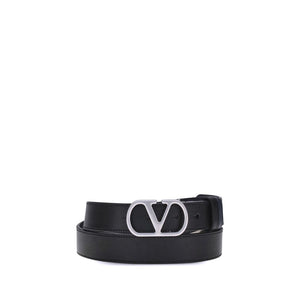 Valentino Garavani Black Calf Leather Bos Taurus Regular Belt