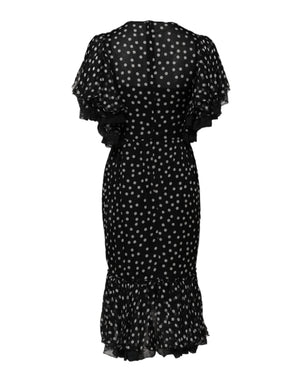 Dolce & Gabbana Black White Lace Polka Dot Chiffon Dress