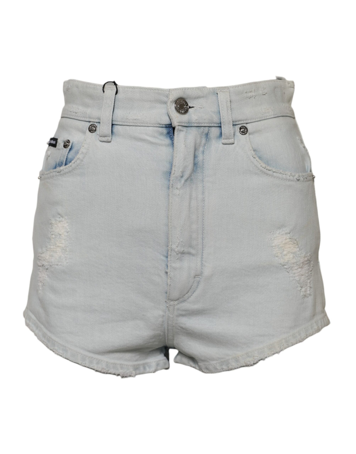 Dolce & Gabbana Light Blue Washed Denim Cotton Hot Pants Shorts