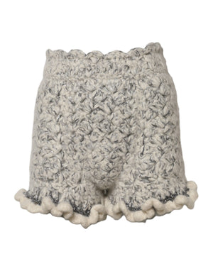 Dolce & Gabbana Metallic Bouclé Knit Cashmere Ruffled Shorts
