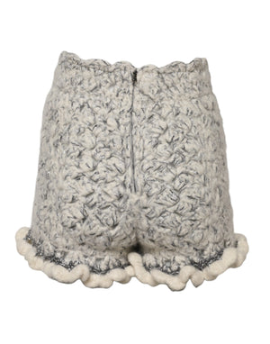 Dolce & Gabbana Metallic Bouclé Knit Cashmere Ruffled Shorts