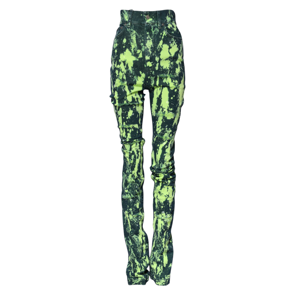 Dolce & Gabbana Green Color Splash High Waist Denim Jeans