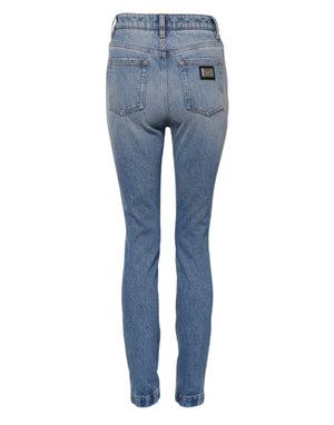 Dolce & Gabbana Blue Washed Skinny High Waist Denim Jeans