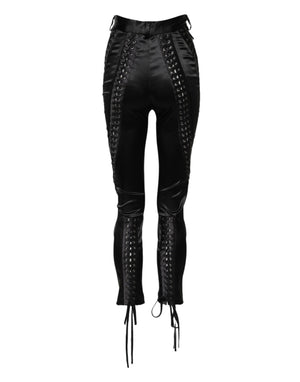 Dolce & Gabbana Black Lace Details High Waist Skinny Pants