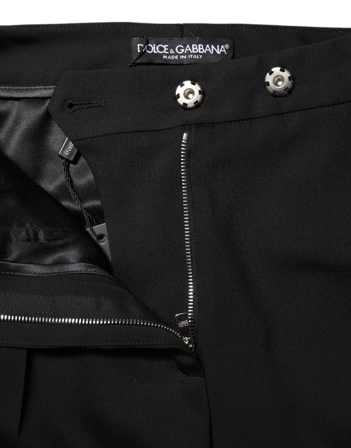 Dolce & Gabbana Black Wool High Waist Flared Pants