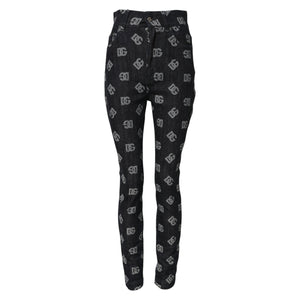 Dolce & Gabbana Black DG Logo High Waist Skinny Denim Jeans
