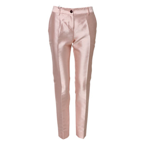 Dolce & Gabbana Pink Satin High Waist Tapered Pants
