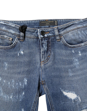 Dolce & Gabbana Blue PRETTY Tattered Skinny Denim Jeans