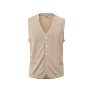 Gran Sasso Beige Cotton Sleveless Jacket