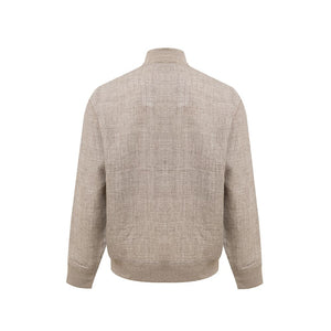 Gran Sasso Beige Linen Biker Jacket