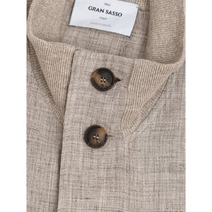 Gran Sasso Beige Linen Biker Jacket