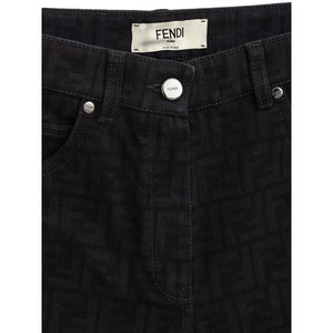 Fendi Black Cotton Slim Fit Jeans