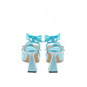MACH & MACH Blue Leather Platform Sandals