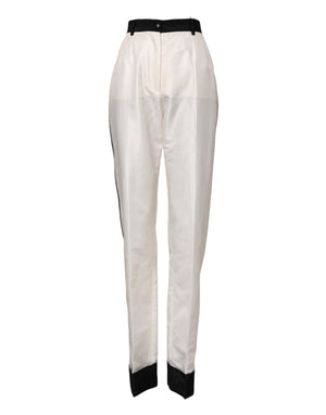 Dolce & Gabbana White High Waist Straight Dress Trouser Pants