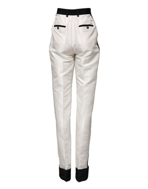 Dolce & Gabbana White High Waist Straight Dress Trouser Pants
