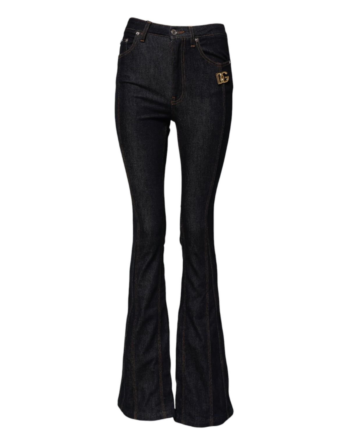 Dolce & Gabbana Black Cotton Mid Waist Bootcut Denim Jeans