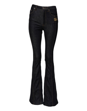 Dolce & Gabbana Black Cotton Mid Waist Bootcut Denim Jeans
