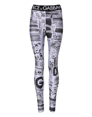 Dolce & Gabbana White Graphic HighWaist Skinny Leggings Pants