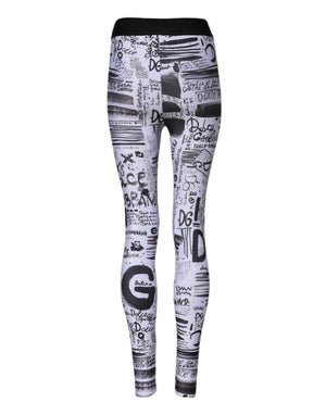 Dolce & Gabbana White Graphic HighWaist Skinny Leggings Pants