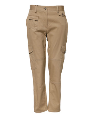 Dolce & Gabbana Beige Mid Waist Cargo Tapered Pants