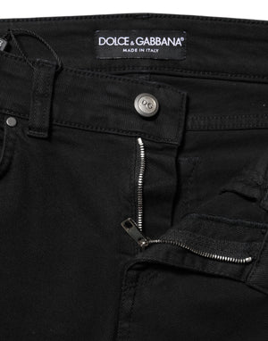 Dolce & Gabbana Black Cotton Skinny Mid Waist Denim Jeans