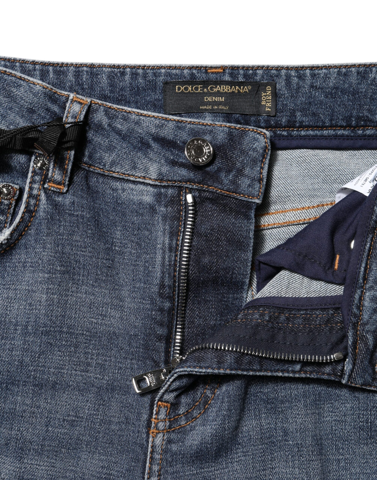 Dolce & Gabbana Blue Cotton Boyfriend Tattered Denim Jeans