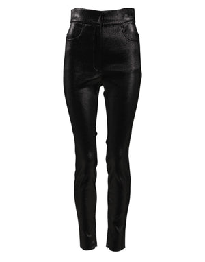 Dolce & Gabbana Black Cotton Stretch Lurex Thread Skinny Pants