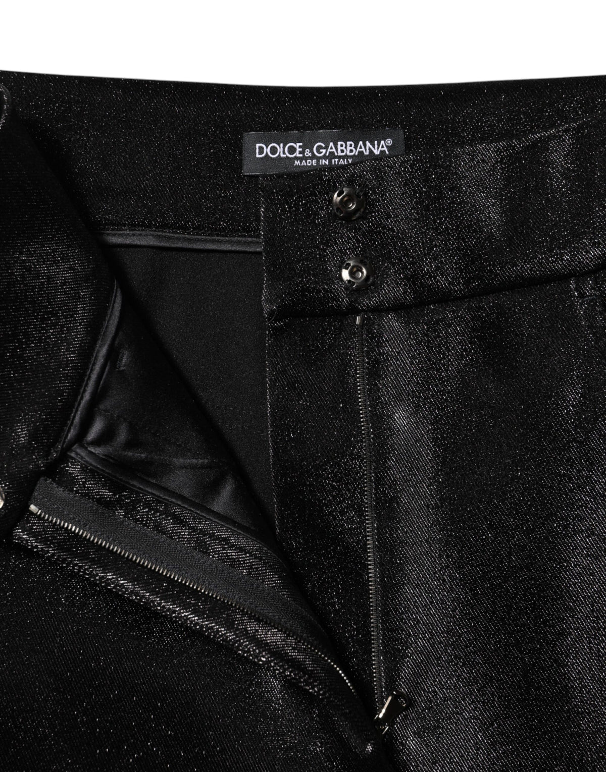 Dolce & Gabbana Black Cotton Stretch Lurex Thread Skinny Pants