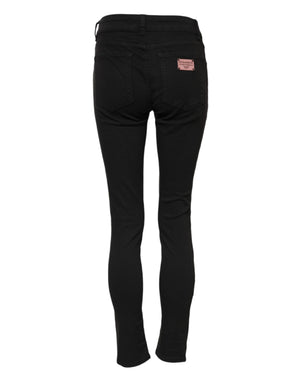 Dolce & Gabbana Black Cotton Skinny Mid Waist Denim Jeans