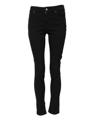 Dolce & Gabbana Black Cotton Skinny Mid Waist Denim Jeans