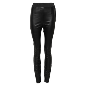 Dolce & Gabbana Black Leather Elastic Waist Pants
