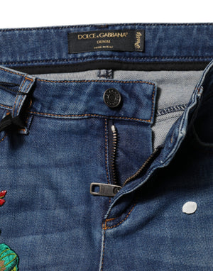 Dolce & Gabbana Blue Cotton Low Waist Skinny Denim Jeans