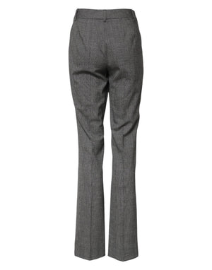 Dolce & Gabbana Gray Checkered High Waist Flared Pants