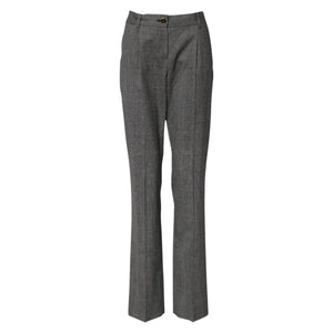 Dolce & Gabbana Gray Checkered High Waist Flared Pants