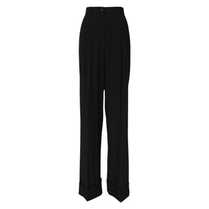 Dolce & Gabbana Black Wool High Waist Formal Pants