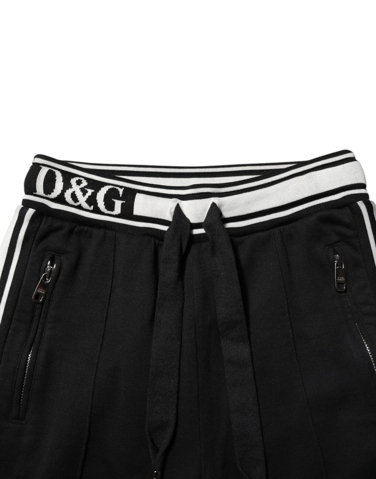 Dolce & Gabbana Black Cotton Jogger Logo Waist Pants