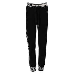 Dolce & Gabbana Black Cotton Jogger Logo Waist Pants