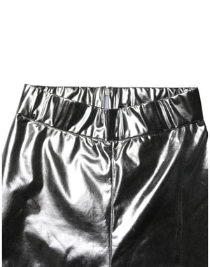 Dolce & Gabbana Metallic Silver Polyester Slim Fit Leggings Pants