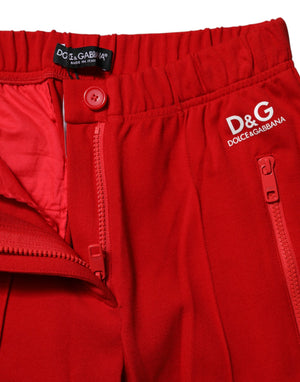 Dolce & Gabbana Red Mid Waist Slim Fit Pants