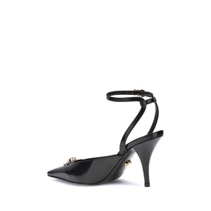 Versace Black Calf Leather Bos Taurus High Heel Pumps