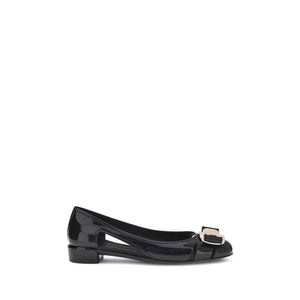 Ferragamo Black Rubber Ballet Flats