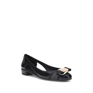 Ferragamo Black Rubber Ballet Flats