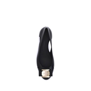 Ferragamo Black Rubber Ballet Flats