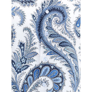 Etro Blue Cotton Pattern Shirt
