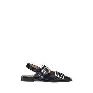 Ganni Black Recycled Polyester Ballet Flats