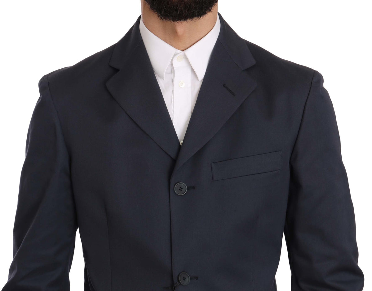 Romeo Gigli Two Piece 3 Button Cotton Blue Solid Suit