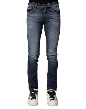 Dolce & Gabbana Blue Washed Cotton Slim Fit Men Denim Jeans