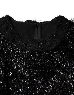 Dolce & Gabbana Metallic Black Polyester A-line Midi Dress